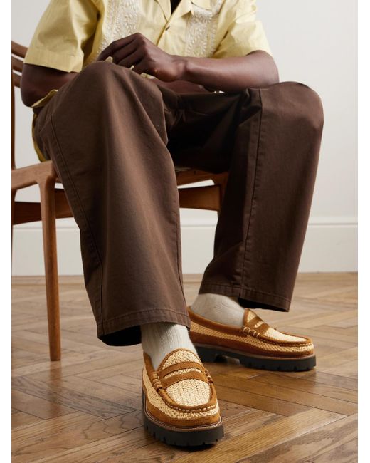 G.H.BASS Corridor Larson Weejuns Loafers aus Raffiabast und Veloursleder in Brown für Herren