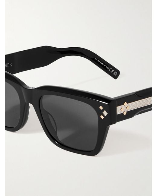 Dior CD Diamond S2I Sonnenbrille mit D-Rahmen aus Azetat und silberfarbenen Details in Black für Herren