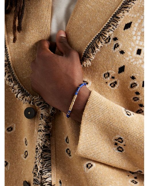 John Hardy Black Gold Lapis Lazuli Heishi Beaded Bracelet for men