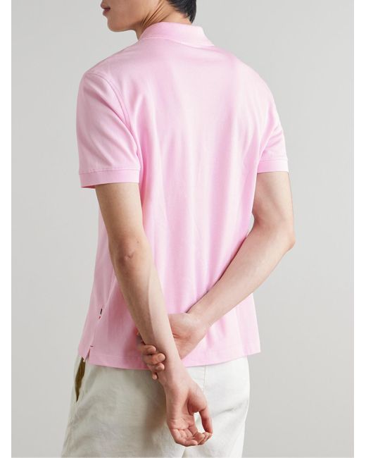 Orlebar Brown Bruno schmal geschnittenes Polohemd aus Biobaumwoll-Piqué in Pink für Herren