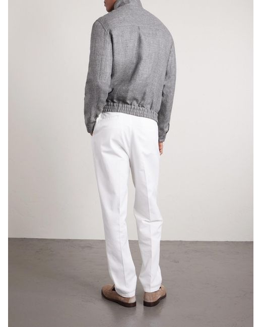 Brunello Cucinelli Gray Wool, Linen And Silk-Blend Bomber Jacket for men