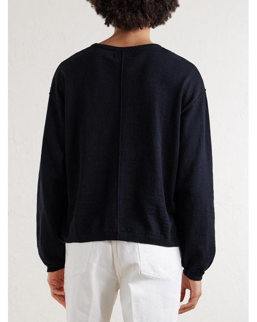 mfpen Blue Companion Cropped Cotton And Linen-Blend Sweater for men