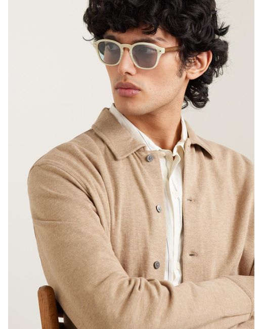Brunello Cucinelli Natural Round-Frame Two-Tone Acetate Sunglasses for men