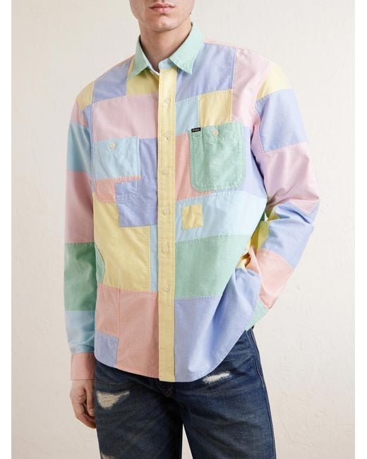 Polo Ralph Lauren Blue Patchwork Cotton Shirt for men