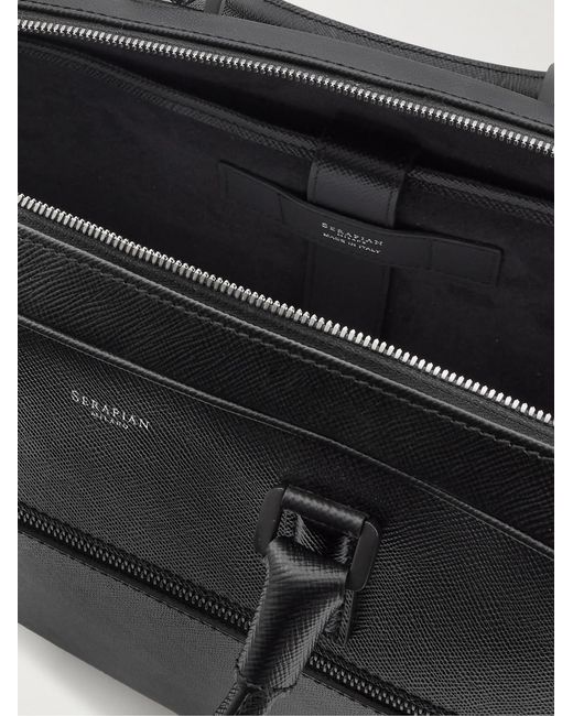 Serapian Black Evoluzione Cross-Grain Leather Briefcase for men