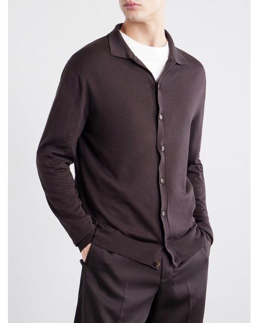 Caruso Black Silk And Cotton-Blend Cardigan for men