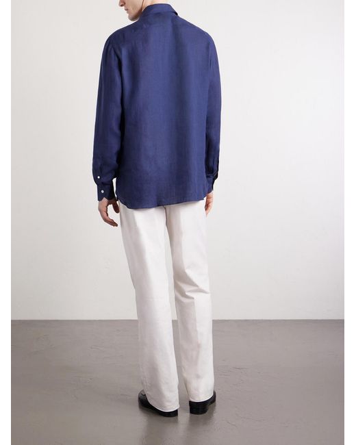 Linen Shirt di Rubinacci in Blue da Uomo