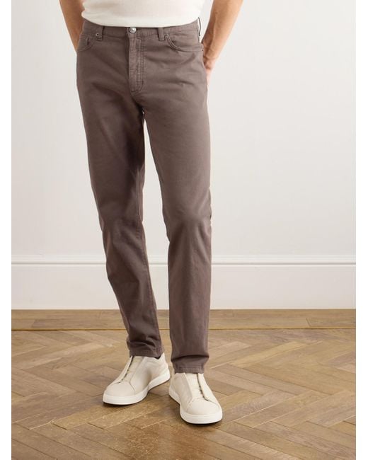 Zegna Brown City Slim-Fit Garment-Dyed Jeans for men