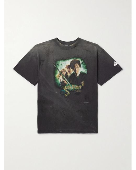 SAINT Mxxxxxx Black Harry Potter And The Chamber Of Secrets Printed Cotton-Jersey T-Shirt for men