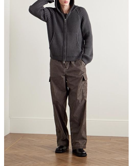 Our Legacy Gray Way Straight-Leg Shell Drawstring Cargo Trousers for men