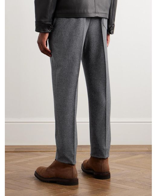 Kingsman Gray Straight-leg Wool-flannel Trousers for men