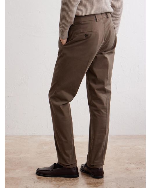 Slowear Brown Straight-Leg Stretch-Cotton Gabardine Trousers for men