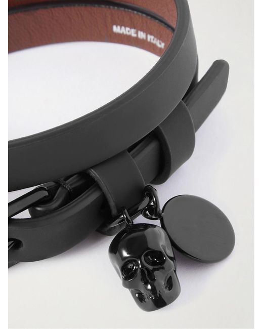 Alexander McQueen Black Leather Bracelet for men