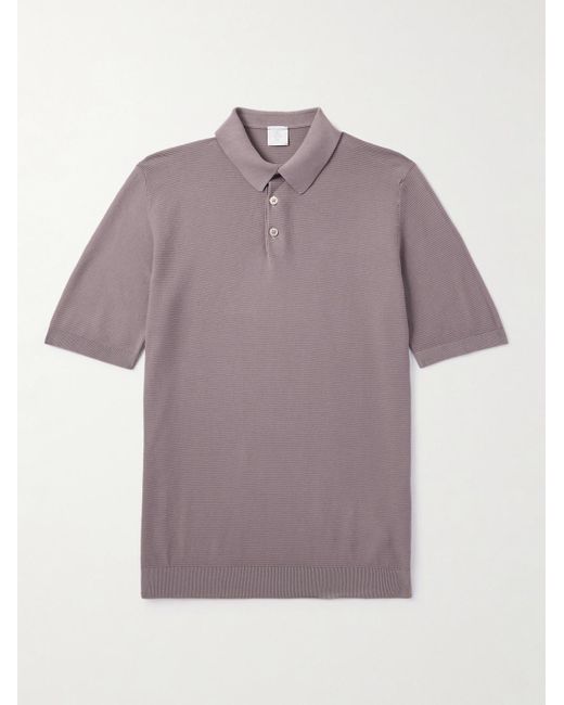 Eleventy Purple Slim-Fit Ribbed Cotton Polo Shirt for men