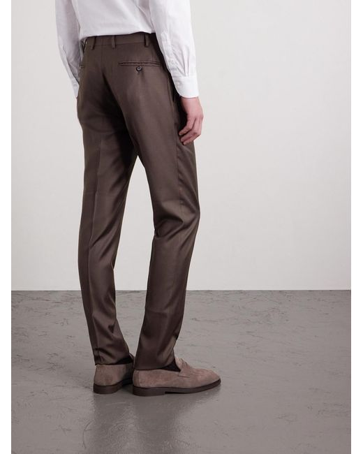 Canali Brown Tapered Wool-twill Suit Trousers for men