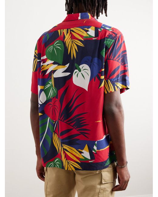 Polo Ralph Lauren Red Hoffman Fabrics Clady Convertible-collar Printed Woven Shirt for men