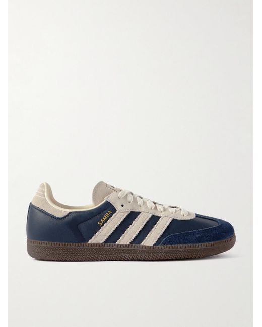 Adidas Originals Blue Samba Og Suede-Trimmed Leather Sneakers for men