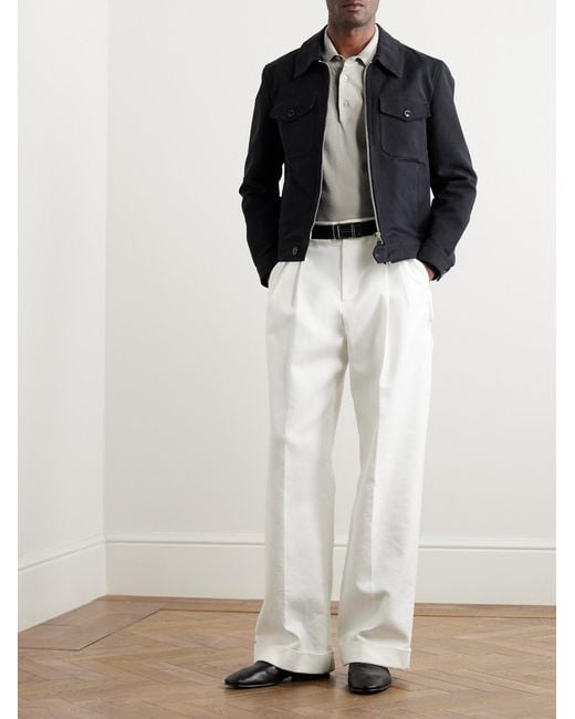 Tom Ford White Slim-Fit Sea Island Cotton Polo Shirt for men