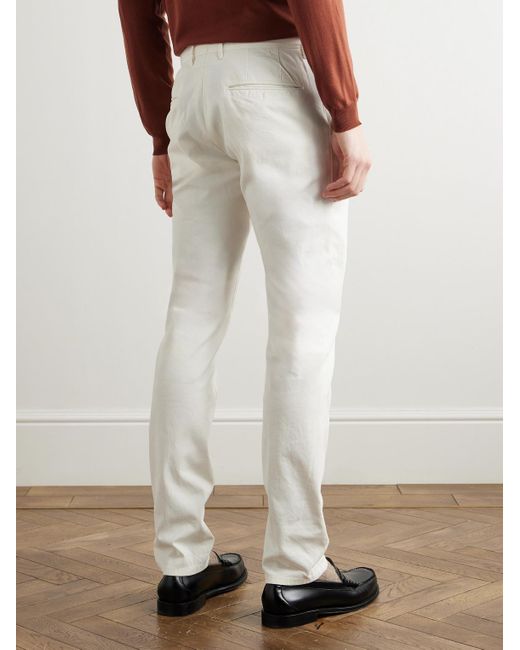 Incotex Schmal geschnittene Hose aus Panama-Canvas aus Stretch-Baumwolle in White für Herren
