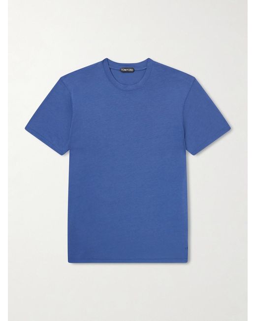 Tom Ford Blue Lyocell And Cotton-blend T-shirt for men