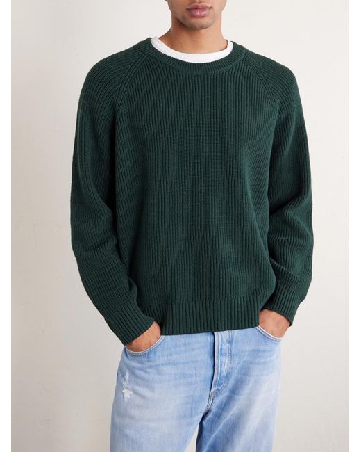 Ribbed Cotton Sweater di Corridor NYC in Green da Uomo