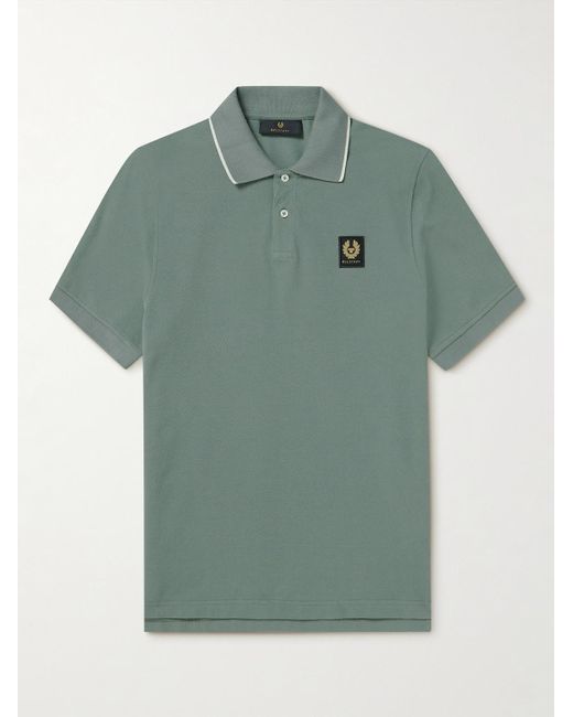 Belstaff Green Logo-appliquéd Cotton-piqué Polo Shirt for men
