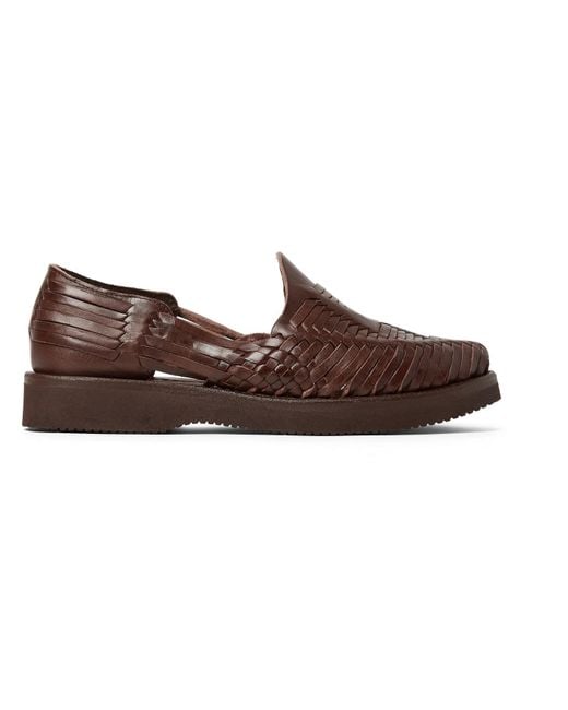 Yuketen Brown Alejandro Woven Leather Huarache Sandals for men
