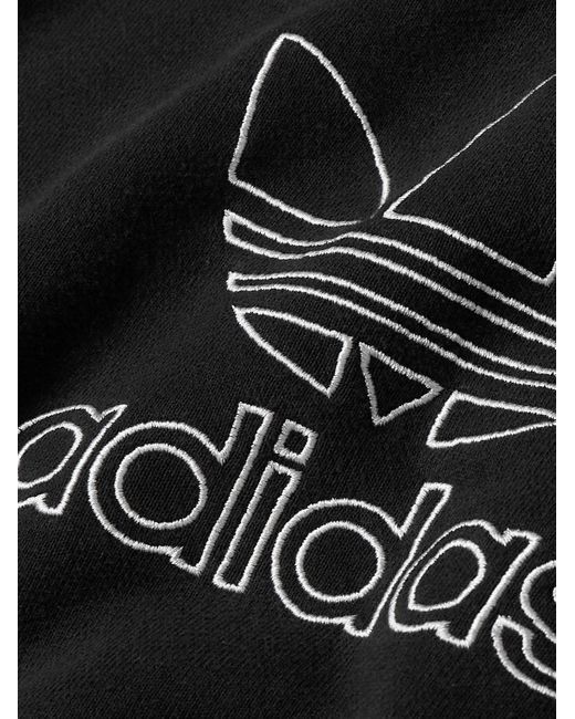 Adidas Originals Black Logo-embroidered Cotton-jersey Sweatshirt for men