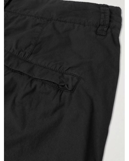 Shorts cargo a gamba dritta in tela di misto cotone con logo applicato di Stone Island in Black da Uomo