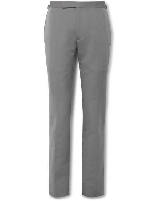 Tom Ford Gray Shelton Slim-fit Cotton And Silk-blend Suit Trousers for men
