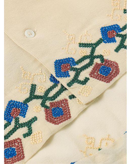 Bode Natural Flowering Liana Embroidered Silk-crepe Shirt for men