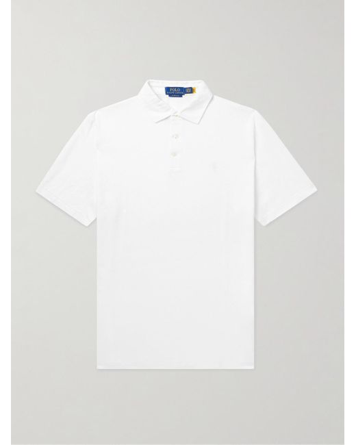Polo in misto cotone e lino con logo ricamato di Polo Ralph Lauren in White da Uomo
