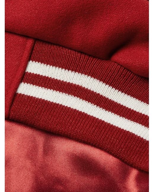 Golden Bear Red The Hayes Leather-Trimmed Wool-Blend Varsity Jacket for men