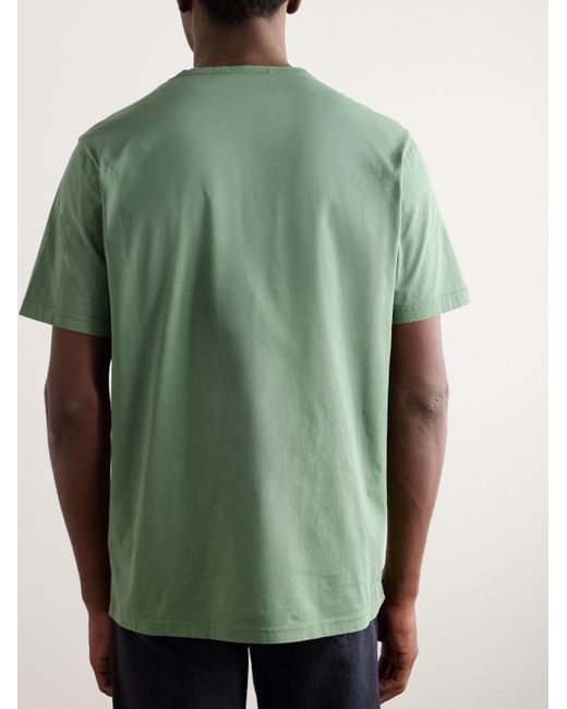 T-shirt in jersey di cotone biologico tinta in capo di Mr P. in Green da Uomo