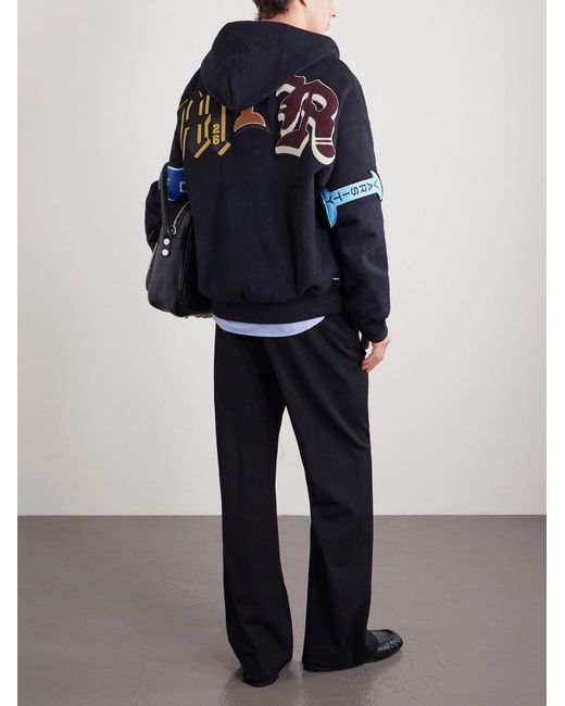 Amiri Blue Varsity Patch Oversized Logo-Appliquéd Printed Cotton-Blend Jersey Hoodie for men
