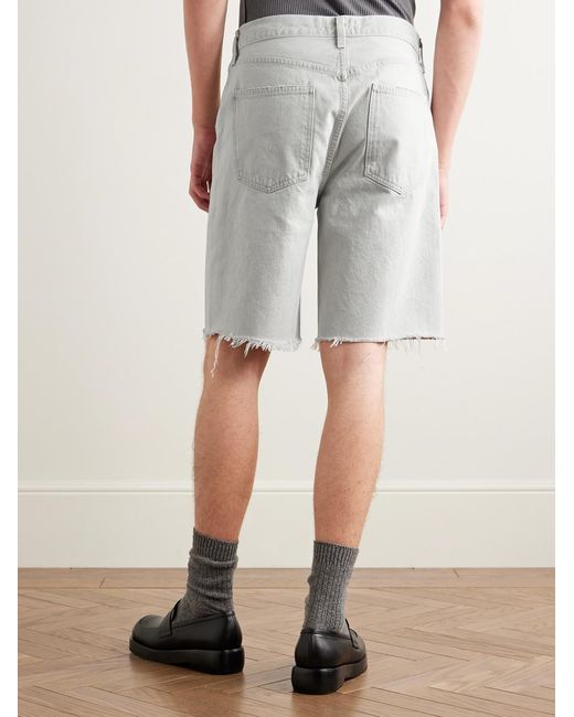 Agolde White Anson Straight-Leg Frayed Organic Denim Shorts for men