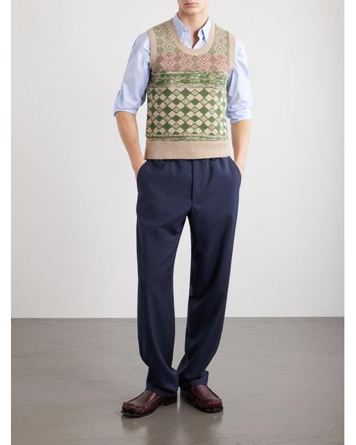 Dries Van Noten Blue Penny Straight-leg Wool Trousers for men