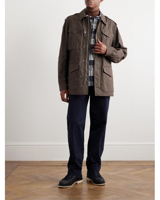 James Purdey & Sons Brown Leather-Trimmed Cotton Field Jacket for men