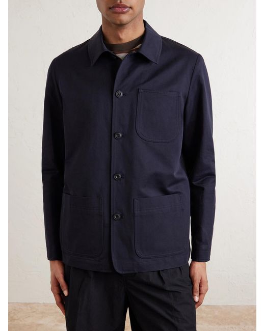 Altea Blue Constantin Cotton And Linen-Blend Overshirt for men