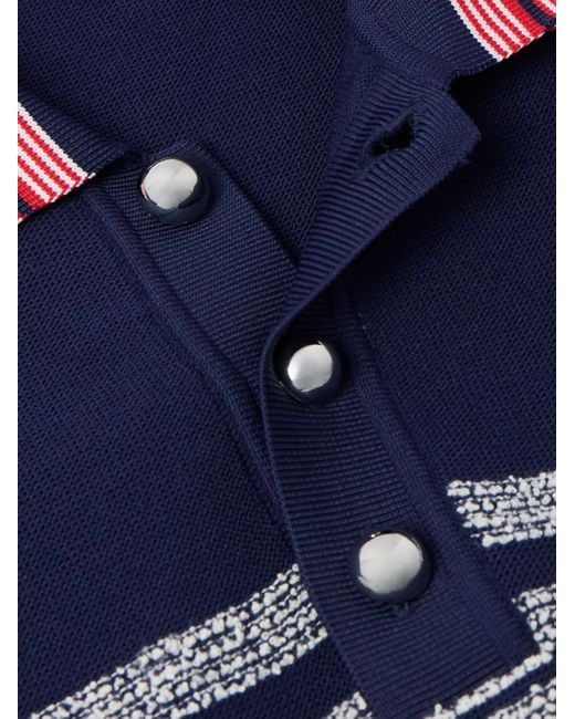 Wales Bonner Blue Dawn Slim-fit Striped Knitted Polo Shirt for men