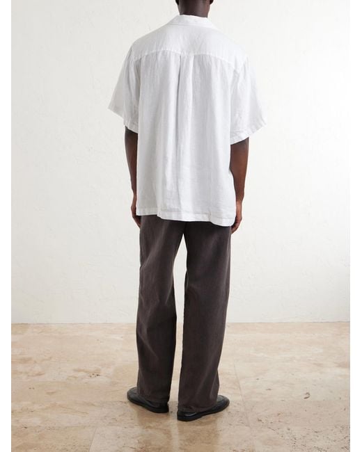 James Perse White Convertible-collar Linen Shirt for men