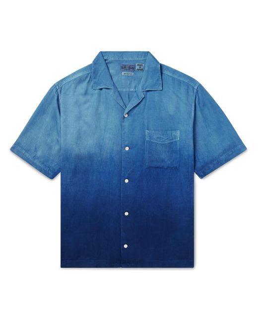 Blue Blue Japan Blue Camp-collar Indigo-dyed Woven Shirt for men