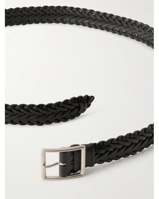 Nili Lotan Black 3cm Nic Woven Leather Belt for men