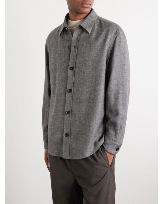 Zegna Gray Cashmere, Linen And Silk-Blend Overshirt for men