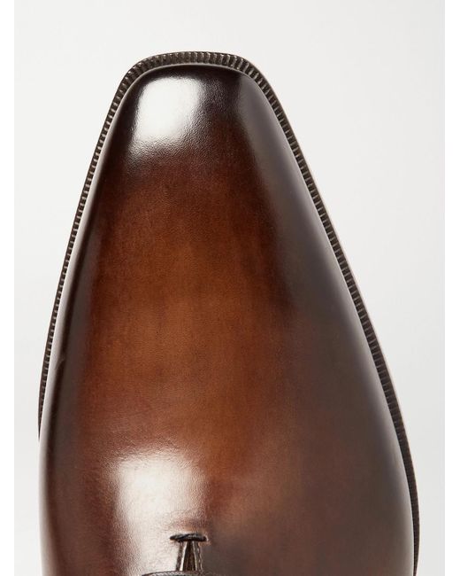 Berluti Brown Blake Whole-Cut Venezia Leather Oxford Shoes for men