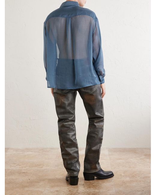424 Blue Printed Silk-Chiffon Shirt for men