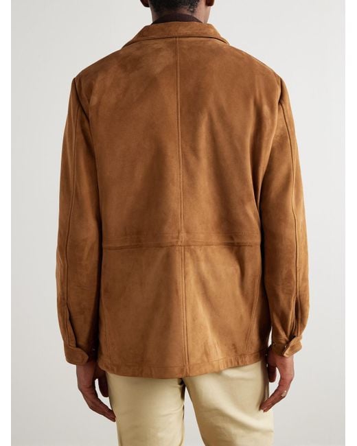Loro Piana Brown Suede Field Jacket for men
