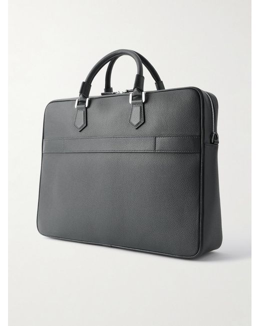Serapian Black Cachemire Full-Grain Leather Briefcase for men