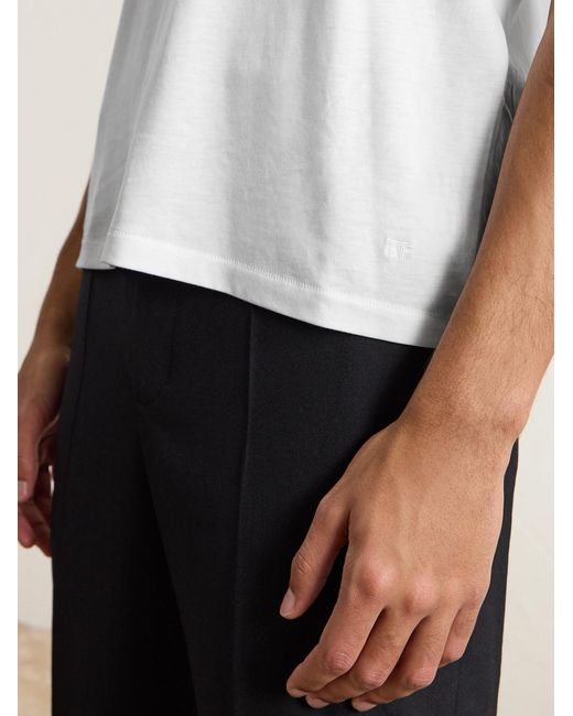 Tom Ford White Lyocell And Cotton-Blend T-Shirt for men