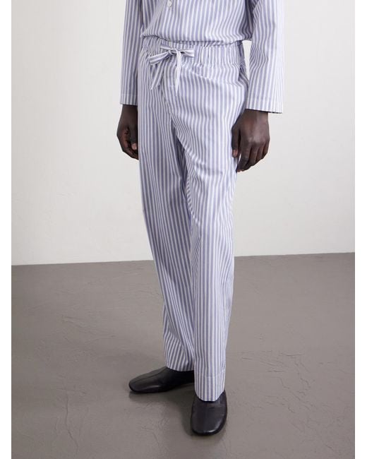 Tekla Purple Striped Organic Cotton-poplin Pyjamas for men